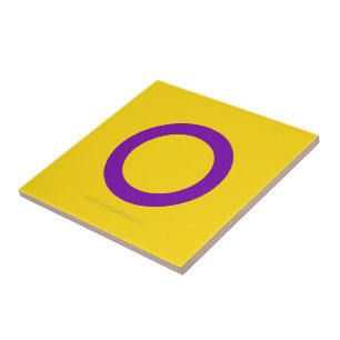 SlipperyJoe's Intersex Pride-Flagge gelber Hinterg Fliese