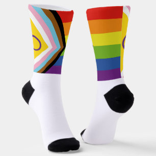 SlipperyJoe's Intersex Progress Pride Flag Gay Gay Socken