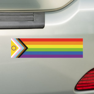 SlipperyJoe's Intersex-Stolzflagge gelber Hintergr Autoaufkleber