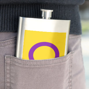 SlipperyJoe's Intersex-Stolzflagge gelber Hintergr Flachmann