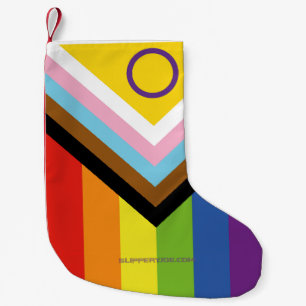 SlipperyJoe's Intersex-Stolzflagge gelber Hintergr Kleiner Weihnachtsstrumpf