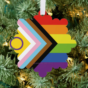 SlipperyJoe's Intersex-Stolzflagge gelber Hintergr Ornament Karte