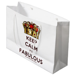 SlipperyJoe's keep calm fabulous goldene Krone rot Große Geschenktüte
