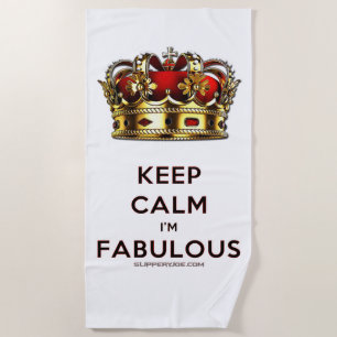 SlipperyJoe's keep calm fabulous goldene Krone rot Strandtuch