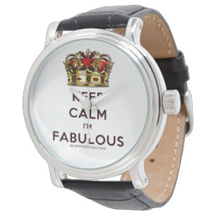 SlipperyJoe's keep calm fantastische goldene Krone Armbanduhr
