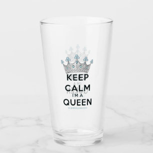 SlipperyJoe's Keep-Calm-Queen polierter Silber-Kro Glas