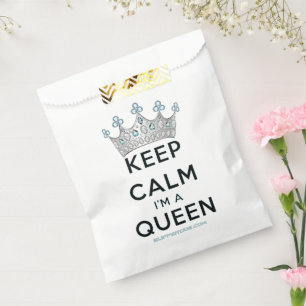 SlipperyJoe's Keep-Calm-Queen poliertes Silber Krä Geschenktütchen