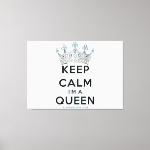 SlipperyJoe's Keep-Calm-Queen poliertes Silber Krä Leinwanddruck