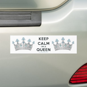 SlipperyJoe's Keep-Calm-Queen poliertes Silber-Kro Autoaufkleber