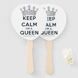 SlipperyJoe's Keep-Calm-Queen poliertes Silber-Kro Fächer