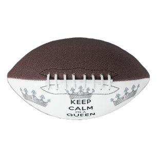 SlipperyJoe's Keep-Calm-Queen poliertes Silber-Kro Football