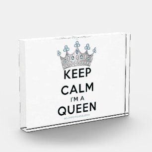 SlipperyJoe's Keep-Calm-Queen poliertes Silber-Kro Fotoblock