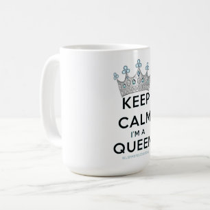 SlipperyJoe's Keep-Calm-Queen poliertes Silber-Kro Kaffeetasse