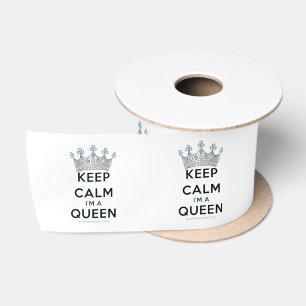 SlipperyJoe's Keep-Calm-Queen poliertes Silber-Kro Satinband