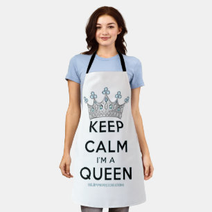 SlipperyJoe's Keep-Calm-Queen poliertes Silber-Kro Schürze