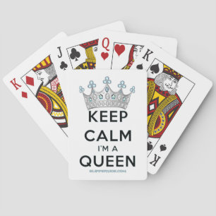SlipperyJoe's Keep-Calm-Queen poliertes Silber-Kro Spielkarten
