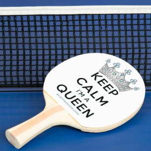 SlipperyJoe's Keep Calm Queen poliertes Silber-Kro Tischtennis Schläger