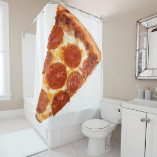 SlipperyJoe's klassische Pepperoni-Pizzaschnitt ge Duschvorhang