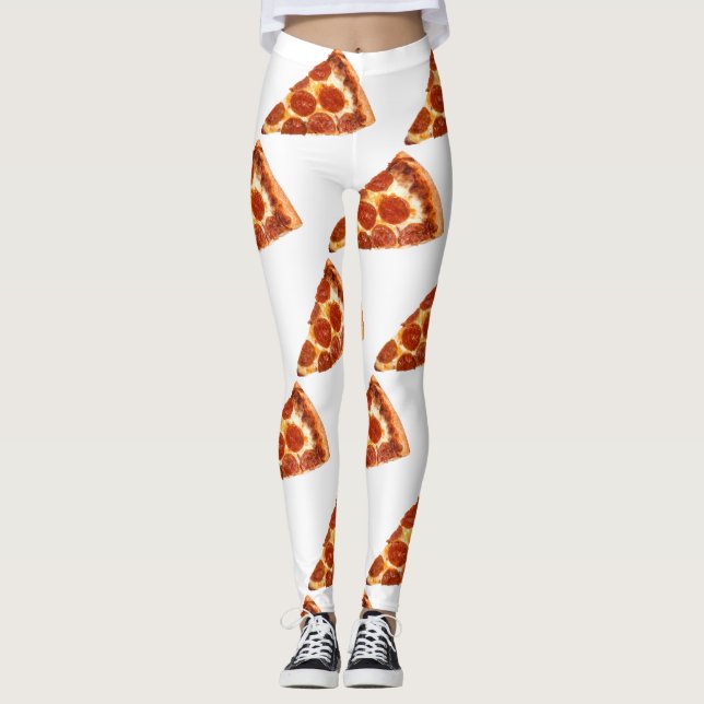 SlipperyJoe's klassische Pepperoni-Pizzaschnitt ge Leggings (Vorderseite)