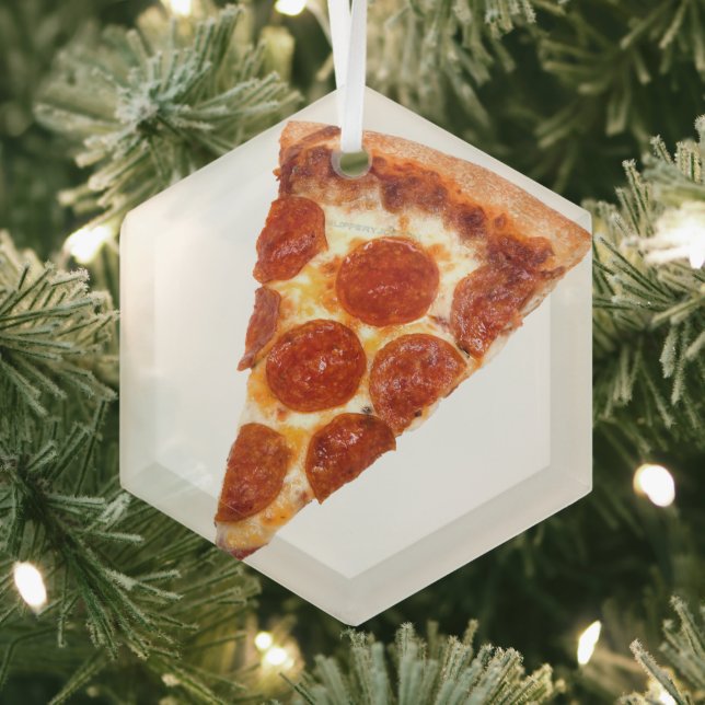 SlipperyJoe's klassische Pepperoni-Pizzaschnitt ge Ornament Aus Glas (Insitu)