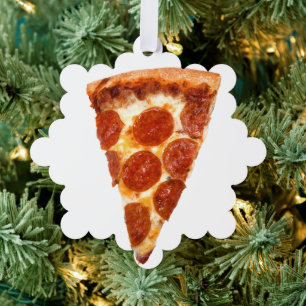SlipperyJoe's klassische Pepperoni-Pizzaschnitt ge Ornament Karte