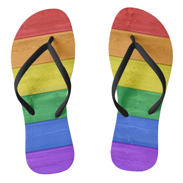 SlipperyJoe's klassischer Regenbogen-Tastsinn hand Flip Flops (Fußbett)