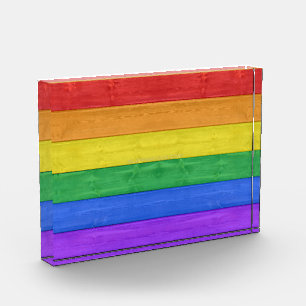 SlipperyJoe's klassischer Regenbogen-Tastsinn hand Fotoblock
