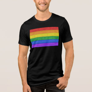 SlipperyJoe's klassischer Regenbogen-Tastsinn hand Tri-Blend Shirt