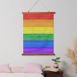 SlipperyJoe's klassischer Regenbogen-Tastsinn hand Wandteppich Mit Holzrahmen