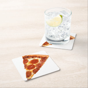 SlipperyJoe's klassisches Pepperoni-Pizza-Stück ge Rechteckiger Pappuntersetzer