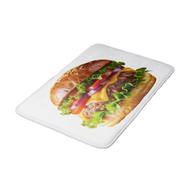 SlipperyJoe's köstlich gestapelte Hamburger-Thic Badematte (Schrägansicht)