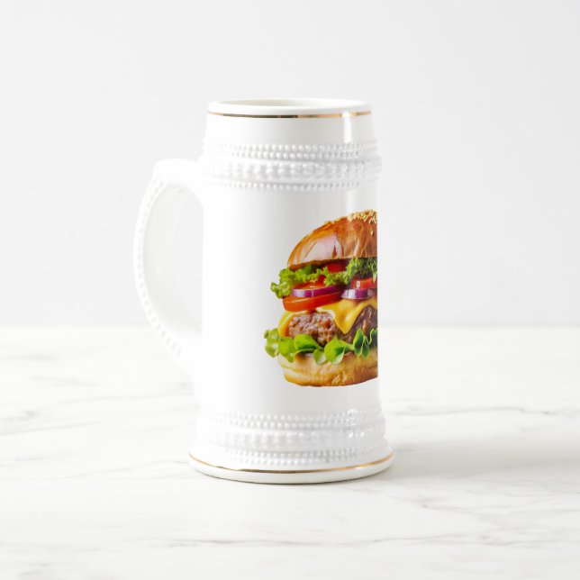 SlipperyJoe's köstlich gestapelte Hamburger-Thic Bierglas (Vorderseite Links)