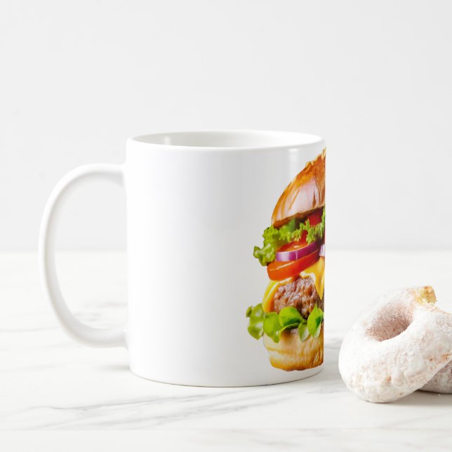 SlipperyJoe's köstlich gestapelte Hamburger-Thic Kaffeetasse (Mit Donut)