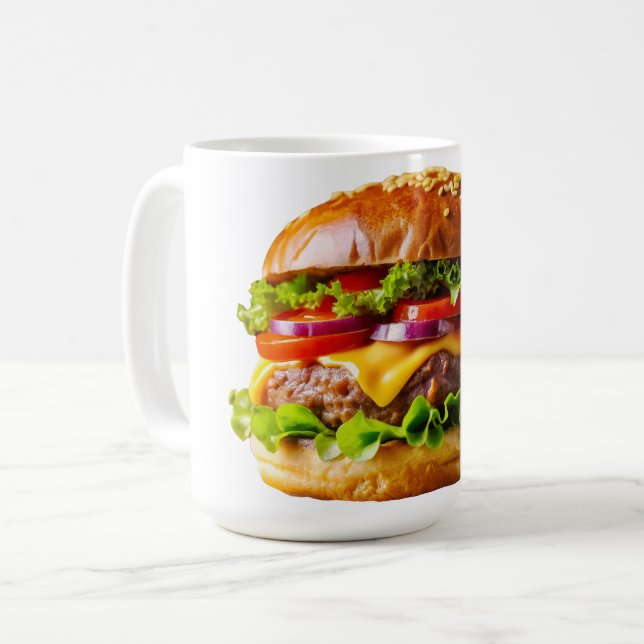 SlipperyJoe's köstlich gestapelte Hamburger-Thic Kaffeetasse (Vorderseite Links)
