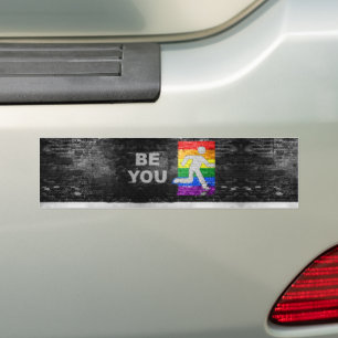 SlipperyJoe's künstlerische Be You Gay Pride-Gesch Autoaufkleber