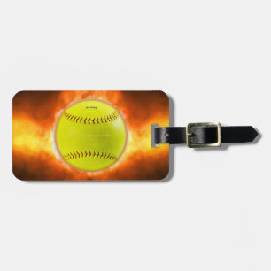SlipperyJoe's künstlerische Softball in Flammen sc Gepäckanhänger