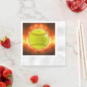 SlipperyJoe's künstlerische Softball in Flammen sc Serviette