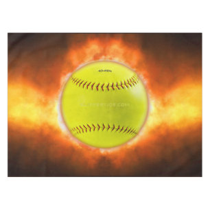 SlipperyJoe's künstlerische Softball in Flammen sc Tischdecke