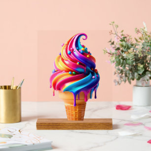 SlipperyJoe's lebendige Speisekarte mit Eis Acrylschild