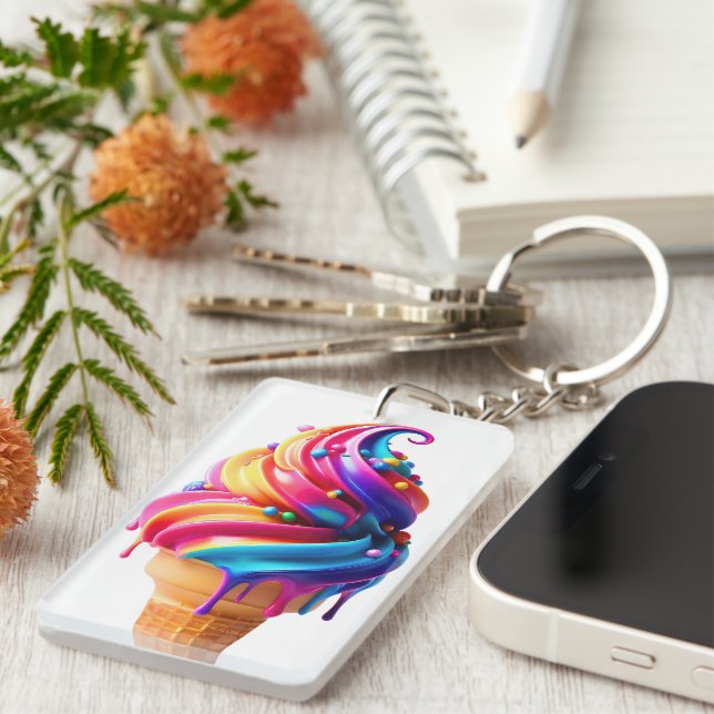 SlipperyJoe's lebendige Speisekarte mit Eis Schlüsselanhänger (Vorderseite rechts)