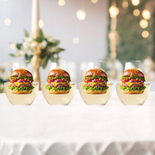 SlipperyJoe's leckeren Cheeseburger knusprig ba Weinglas Ohne Stiel
