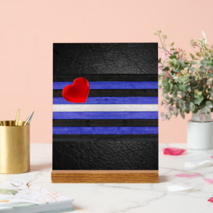 SlipperyJoe's Leder-Stolzflagge schwarz königsblau Acrylschild