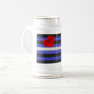 SlipperyJoe's Leder-Stolzflagge schwarz königsblau Bierglas