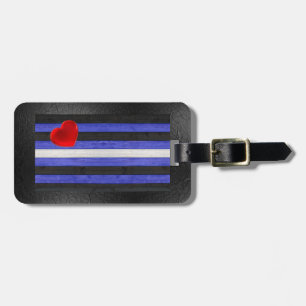 SlipperyJoe's Leder-Stolzflagge schwarz königsblau Gepäckanhänger