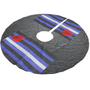 SlipperyJoe's Leder-Stolzflagge schwarz königsblau Polyester Weihnachtsbaumdecke