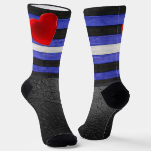 SlipperyJoe's Leder-Stolzflagge schwarz königsblau Socken