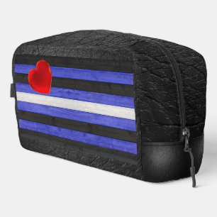 SlipperyJoe's Leder-Stolzflagge schwarz königsblau Waschbeutel