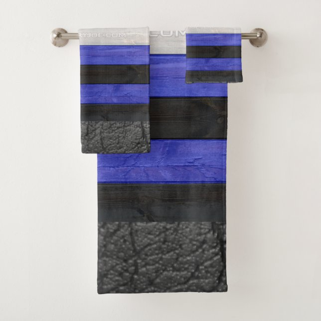 SlipperyJoe's Lederstolperflagge schwarz königsbla Badhandtuch Set (Insitu)