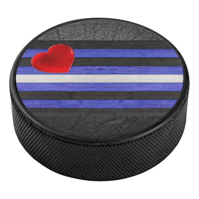 SlipperyJoe's Lederstolperflagge schwarz königsbla Eishockey Puck (3/4)
