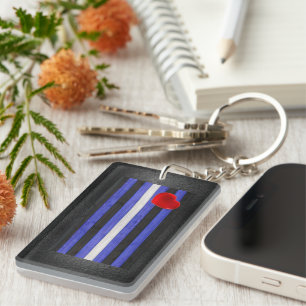 SlipperyJoe's Lederstolperflagge schwarz königsbla Schlüsselanhänger